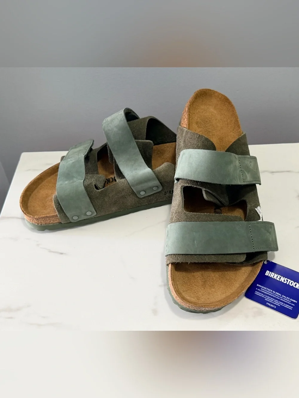 Birkenstock Green Suede Double-Strap Sandals